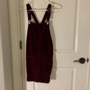 Red velvet overall dress
